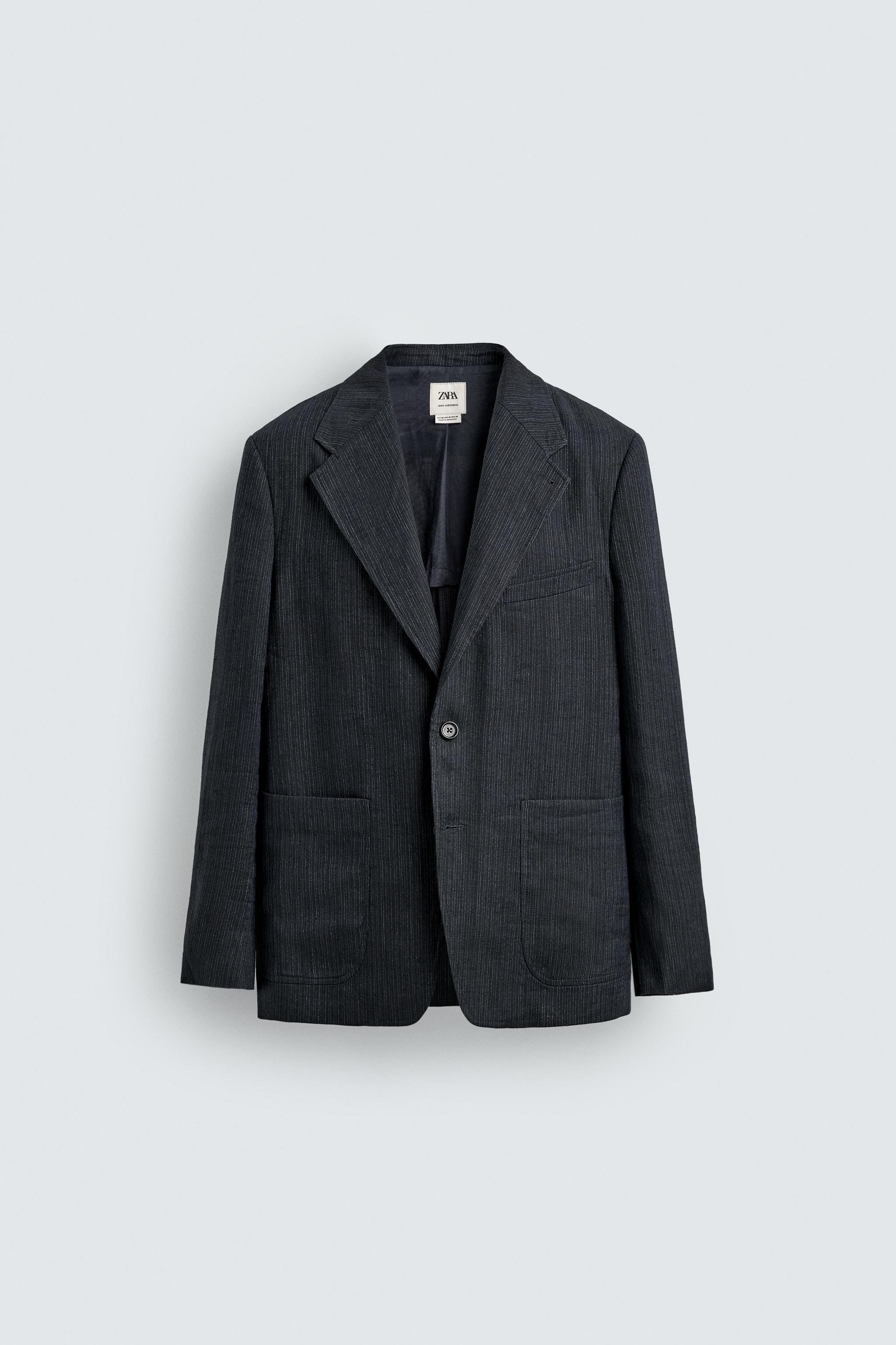 100% LINEN STRIPED BLAZER
